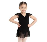 Capezio Girl's 11305C Flutter Sleeve Dress, Black, Small
