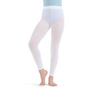 Capezio Girls' Footless Tight w Self Knit Waist Band Hosiery, White, One Size