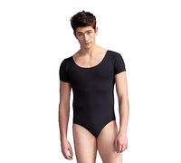Capezio Men's Tactel Short Sleeve Leotard, Black, Large
