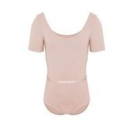Capezio Scoop Neck Short Sleeve Ballet Leotards for Girls, Soft and Stretchy Dance Leotard with Cap Sleeves and Removable Belt, Ballerina Dance Costume, CAD400C, Pink, Kids Aged 8-10