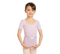 Capezio Girl's Scoop Neck Short Sleeve Leotard, Lavender,M