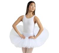 Capezio Women’s Practice Tutu, Tutu Skirts For Women Practicing Ballet & Dance, Essential Tutu For All Ballerinas, 7-Layer Stiff-Structured Tulle Skirt - White, Size L