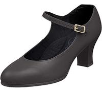 Capezio Student Footlight Character Dance Shoes, Professional Dance Shoes For Women With Non-Slip Heel, Leather Upper & Comfortable Design, Stylish & Supportive Character Shoe - Black, Size 7