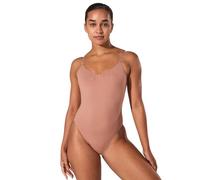 Capezio Women's Camisole Leotard with Clear Transition Straps Shapewear Bodysuit, Suntan, S