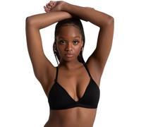 Capezio Women's Deep Neck Clear Back Bra Sports Bra, Transparent, Black, Large, Black, L