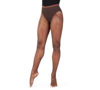Capezio Women's Professional Fishnet Tight with 1" Elasticized Waistband - Soft Nylon Sock Lining for Comfort, Solid Foot Pads, Perfect for Dance, Chestnut, Medium Tall