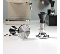 CAPFEI 54mm Espresso Tamper with Calibrated Spring Loaded for Breville -【24lb~35lbs Self-Adjustable with Sound Feedback】- Stainless Steel Ripple Base - Black, US-Tamperchonji-53mm-black