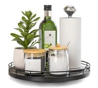 CAPHAUS Lazy Susan Turntable Organizer for Cabinets, Round Wooden Turntable Rack,Rotating Spice Rack for Dressers, Pantries, Kitchen, Cabinets, Home Decor Organization and Storage