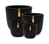 CAPI EUROPE - Gift set Planter Ball Groove 'made with' textile black - Set L - Textile black - Pot for indoor and outdoor use - Shatterproof - 100% recyclable