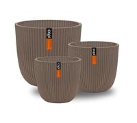 CAPI EUROPE - Gift set Planter Ball Groove 'made with' warm taupe - Set S - Warm taupe - Pot for indoor and outdoor use - Shatterproof - 100% recyclable