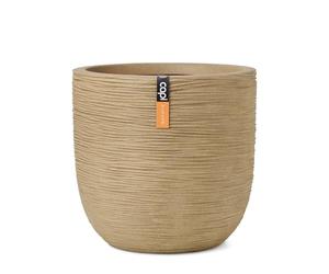 CAPI EUROPE - Planter ball Rib NL - 43x41 - Beige - Opening Ø35 - Pot for indoor and outdoor use - Shatterproof - 100% recyclable - KBER933