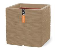 CAPI EUROPE - Planter square Rib NL - 50x50 - Beige - Opening Ø42 - Pot for indoor and outdoor use - Shatterproof - 100% recyclable - KBER904