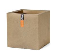 CAPI EUROPE - Planter square Smooth NL - 40x40 - Beige - Opening Ø32 - Pot for indoor and outdoor use - Shatterproof - 100% recyclable - KBE903