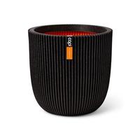 CAPI EUROPE - Planter ball Groove NL - 43x41 - Black - Opening Ø35 - Pot for indoor and outdoor use - Shatterproof - 100% recyclable - KGVBL933