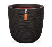 CAPI EUROPE - Pot bol Rib NL - 43x41 - Black - Opening Ø35 - Pot for indoor and outdoor use - Shatterproof - 100% recyclable - KBLR933