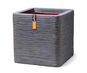 Capi Europe - Pot Square Rib NL - 50x50 - Dark grey - Planter for indoor and outdoor use - Shatterproof - KDGR904