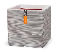 CAPI EUROPE - Planter square Rib NL - 50x50 - Ivory - Opening Ø42 - Pot for indoor and outdoor use - Shatterproof - 100% recyclable - KOFI904