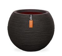 CAPI EUROPE - Vaas bol Rib NL - 40x32 - Black - Opening Ø24 - Pot for indoor and outdoor use - Shatterproof - 100% recyclable - KBLR270