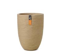 CAPI EUROPE - Vase elegant low Rib NL - 46x58 - Beige - Opening Ø38 - Pot for indoor and outdoor use - Shatterproof - 100% recyclable - KBER783