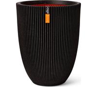 CAPI EUROPE - Vase elegant low Groove NL - 46x58 - Black - Opening Ø38 - Pot for indoor and outdoor use - Shatterproof - 100% recyclable - KGVBL783