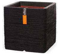 Capi Planter Nature Rib Square 40x40 cm Black KBLR903