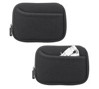 Capiant 2 PACK Small Neoprene Zipper Pouch, Mini Tech Organizer, Water Resistant, Black, for Cables, Coins, Accessories