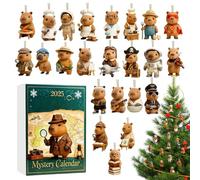 Capibara Advent Calendar 2025 - 24 Day Christmas Countdown Calendar with 24 Cute 2D Acrylic Capibara Decorations, Funny Holiday Gift for De Lovers