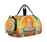 Capibara Don't Worry Be Capy Kids Cute Gym Bag with Shoes Compartment Multifunctional Carry On Overnight Bag for Beach Swim Bags Pool Sports