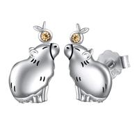 Capibara Earrings - Cute Zinc Alloy Earrings with Capibara and Fruit, Funny Jewelry for Girls, Fashion Accessories with Beautiful Animal | Capibara d