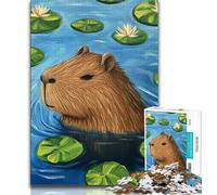 Capibara of The Pond Jigsaw Puzzles for Adults Teenagers Jigsaws Puzzle,Help The Brain Exercise Addictive Toys to Cultivate Patience Suitable for Couples (50x75cm)