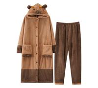 Capibara Pyjamas - Unisex Capibara Plush Costume With Pants | Capibara Thermal Fleece Sleepwear Loose Coral | Women's Pyjamas Jumpsuit In Capibara Costume | Capibara Onesie For