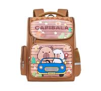 Capibara School Backpack | Capibara Print Backpack | School Backpack with Compartments Large Capacity for Boys Girls Early Childhood Travel Camping Shopping, brown, Consulte la descripción, See