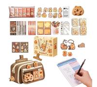 Capibara Stationery School Supplies 22 x 13 x 7.5 cm with Notebook and Pens Cartoon Writing Set with Stickers - Gift Idea for Birthday, Christmas, Students, Writing, Learning