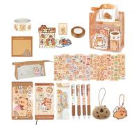 Capibara Stationery Set, Cute Capibara Plush Portable Pencil School Notepad, School Accessories for Kids, Student Learning Supplies, School Notebook, 127 Articles, Consulte la descripción, See