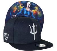 Capiche [99+ Variations] Achlys Snapback Cap - Black Hat with Silver Embroidered Trident Logo, Greek Goddess of Mist Undervisor Art, Adjustable for Mythology and Streetwear Enthusiasts