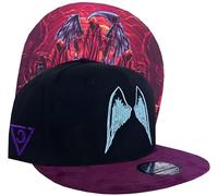 Capiche [99+ Variations] Angels Baseball Hat, of Death, Wings Black Snapback hat with Purple Suede Brim, Spooky Cap