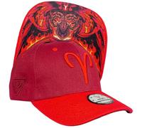 Capiche [99+ Variations] Aries Curved Snapback Cap [Zodiac] - Curved Ram Embroidery, Aggressive Styling for Aries Signs, Adjustable and Stylish