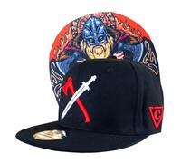 Capiche [99+ Variations] Black Snapback Hat for Men, The Viking RW, Red and White Logo, Vikings Hat, Norse Warriors, Fighting, Gift Strong Friend, Axe Sword, LARP, Durable Baseball Cap