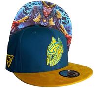 Capiche [99+ Variations] Blue and Yellow Snapback Hat, Loki, Adjustable Fit Baseball Cap with Suede Brim, Loki Mythology