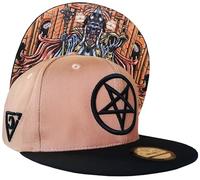 Capiche [99+ Variations] Brown Snapback Hat for Men, Cursed Priest, Khaki and Black Baseball Cap, Cardinal, Saint, Unholy Graphic of Skull Flat Bill