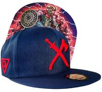 Capiche [99+ Variations] Dark Blue and Red Baseball Cap for Men, Athenian Hoplite, Greek Warrior, Sword Axe Logo, Shield Helmet Design, Spear, Durable Cap, Adjustable Closure