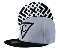 Capiche [99+ Variations] Gray Snapback Hat for Men, The X, Gray & Black Baseball Cap, Geometric Pattern Design Under Flat Bill, Cross, Art