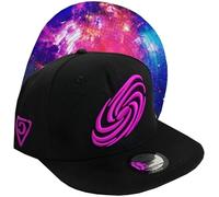 Capiche [99+ Variations] Mixed Galaxy Hat, Black Snapback Hat for Men, Purple Front Logo, Milky Way and Stars Pattern, Colorful Baseball Cap Men Women, Flat Bill, Interstellar, Cosmic Graphic