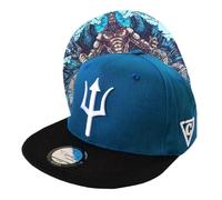 Capiche [99+ Variations] Poseidon Hat, Blue Snapbacks for Men, Mens Cap, and Black Flat Brim Hats Trident Logo, Teal, God of The Sea, Greek Mythology, Gorra, Navy Blue, Beach