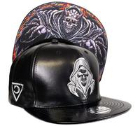 Capiche [99+ Variations] Reaper Snapback Cap [Robot] - Grim Reaper Robot Embroidery, Dark Themed Futuristic Design, Adjustable for Sci-Fi and Goth Fans