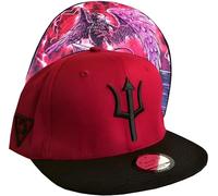 Capiche [99+ Variations] Red Snapback Hat for Men, Griffin, Animal, Greek Mythology Baseball Cap, Black Brim and Trident Front Logo, Him Her, Unisex