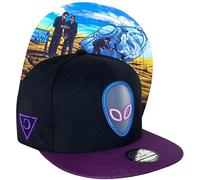 Capiche [99+ Variations] UFO Crash Snapback Cap - Black Hat with Purple Brim, Glow-in-The-Dark Alien Logo, Roswell Scene Undervisor Art, Adjustable for Sci-Fi and Enthusiasts