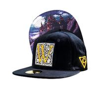 Capiche [99+ Variations] Wizard School Kids Snapback Cap - Black Velvet Hat with Golden 'W' Embroidery, Mystical Castle Undervisor Art, Adjustable for Fantasy and Magical Adventures