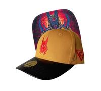 Capiche [99+ Variations] Yellow Kids Baseball Hat, Anubis Curved Child Size Egyptian God BC, Cap with Black Bill, Metallic Visor, Pharao, Mummy, Pyramids, Adjustable Strap