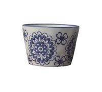 CAPIJIONG 180ml/6oz Chinese Coarse Pottery Hand-Held Mug Retro Underglaze Color Handleless Straight Drinking Cup-Blue and white mother of pearl cup in hand